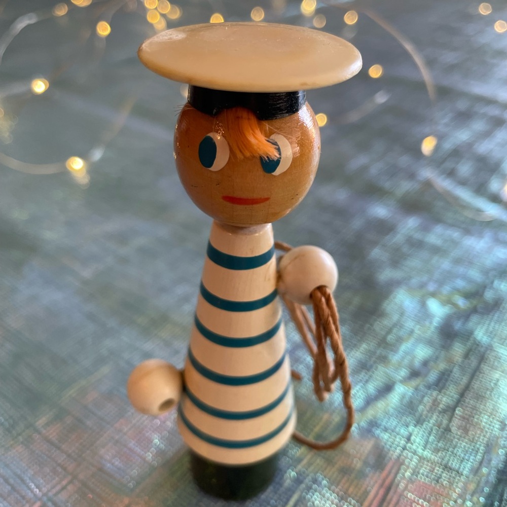 Vintage Wooden Sailor Doll Toy